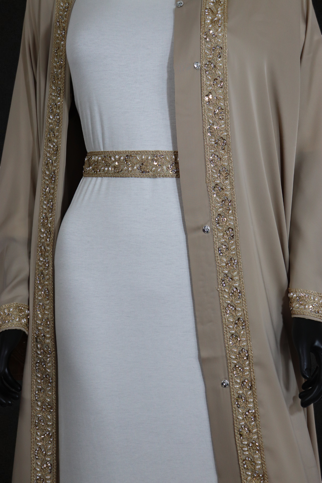 Elegant Silk-Satin Open Abaya set