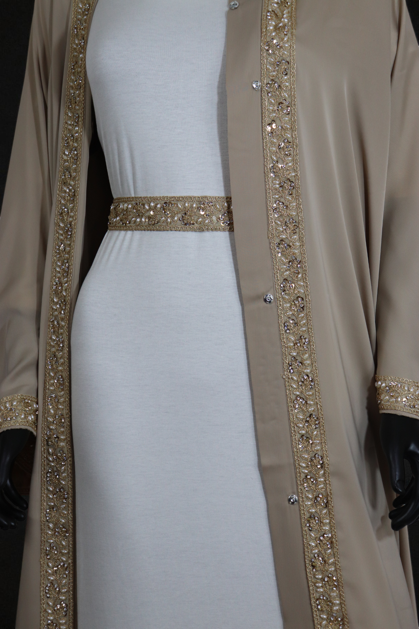 Elegant Silk-Satin Open Abaya set