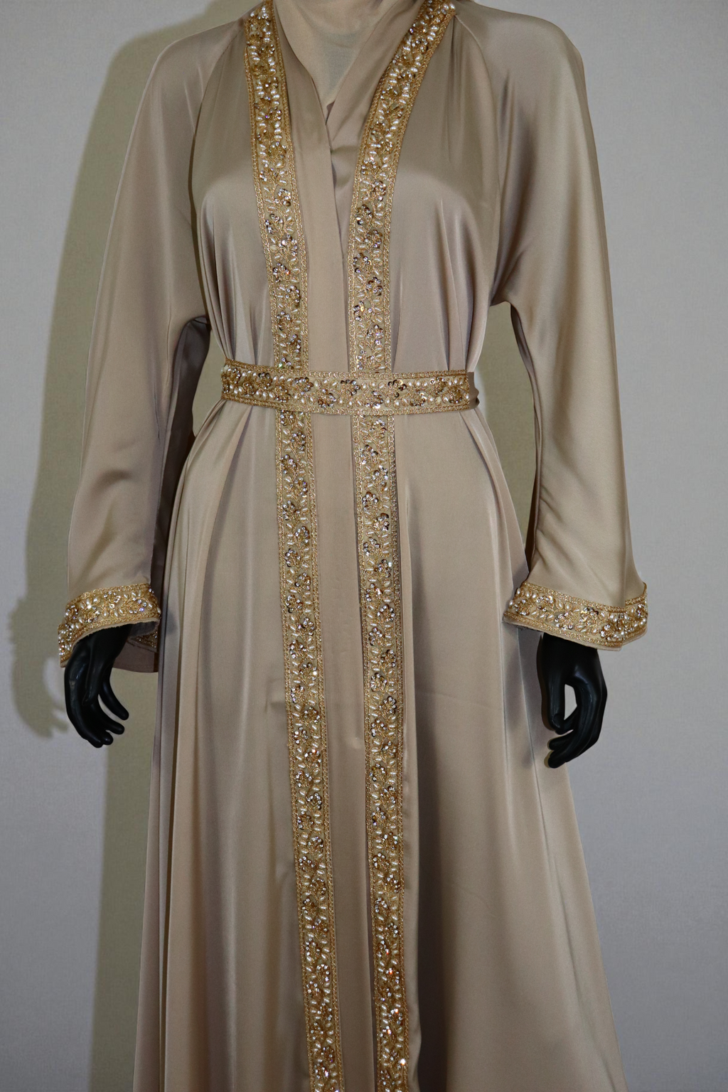 Elegant Silk-Satin Open Abaya set