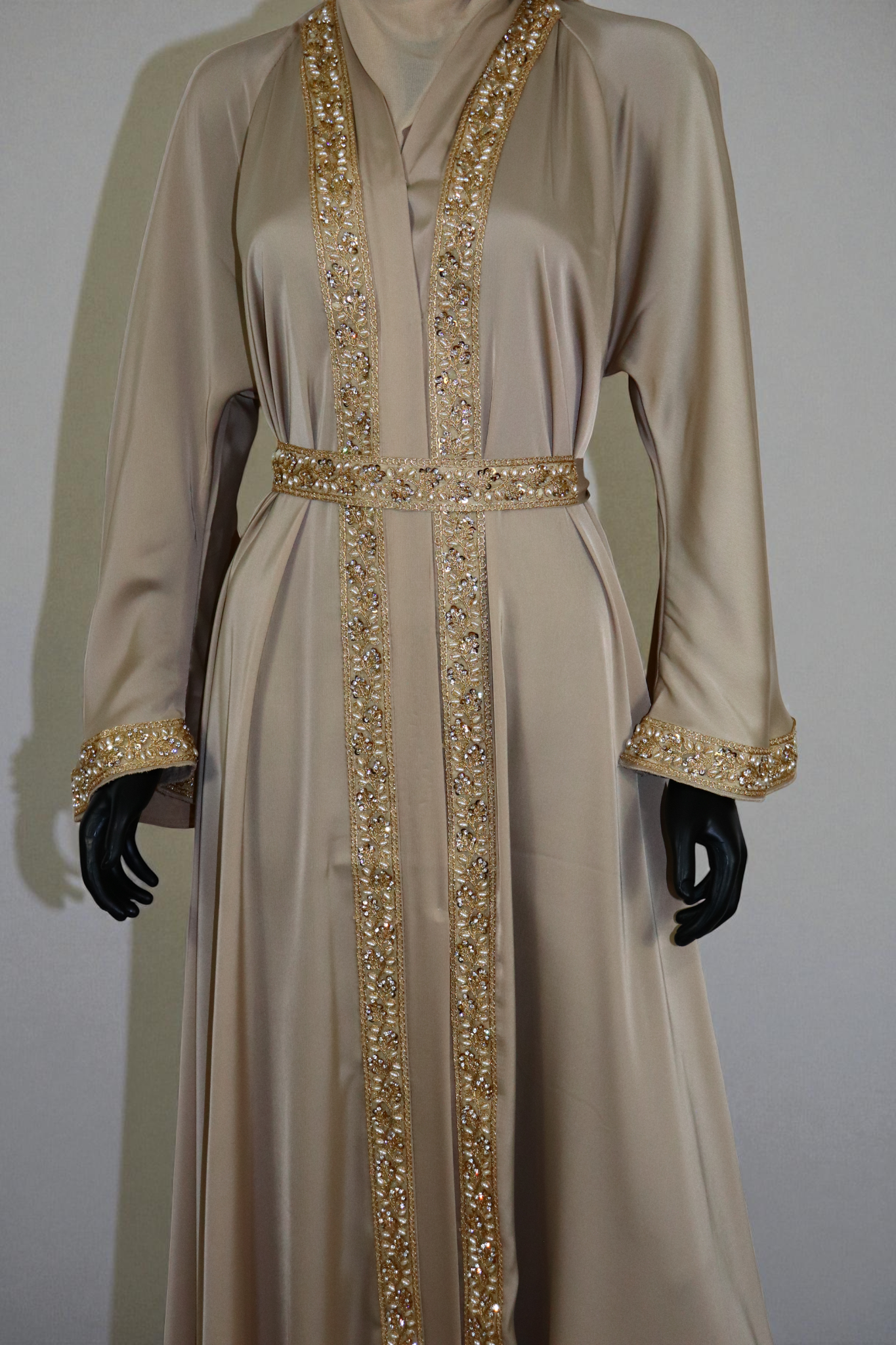 Elegant Silk-Satin Open Abaya set