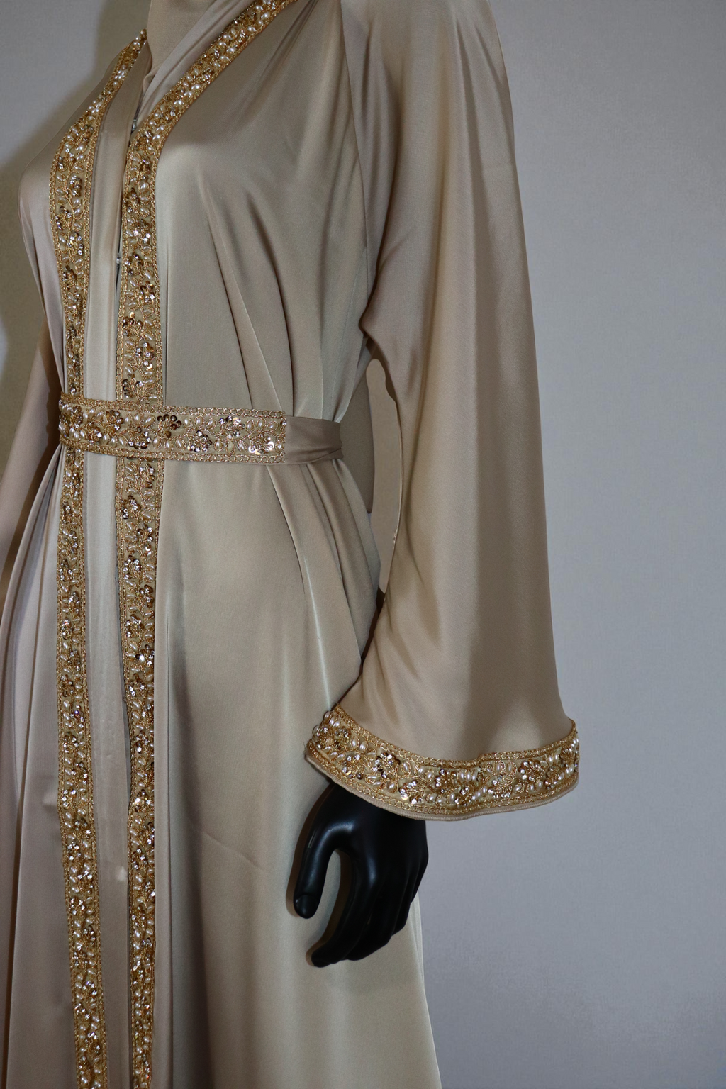 Elegant Silk-Satin Open Abaya set