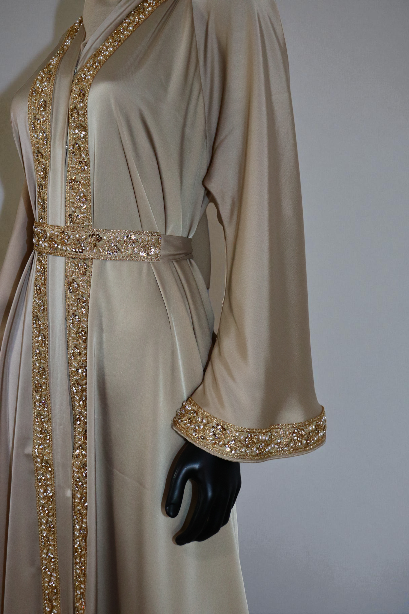 Elegant Silk-Satin Open Abaya set