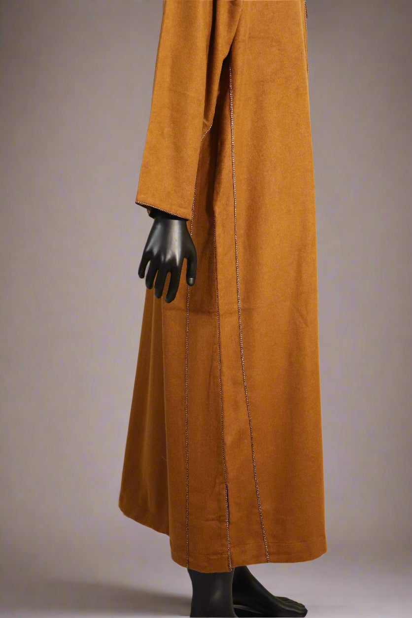 Brown hooded moroccan thobe, winter thobe, Djellaba 