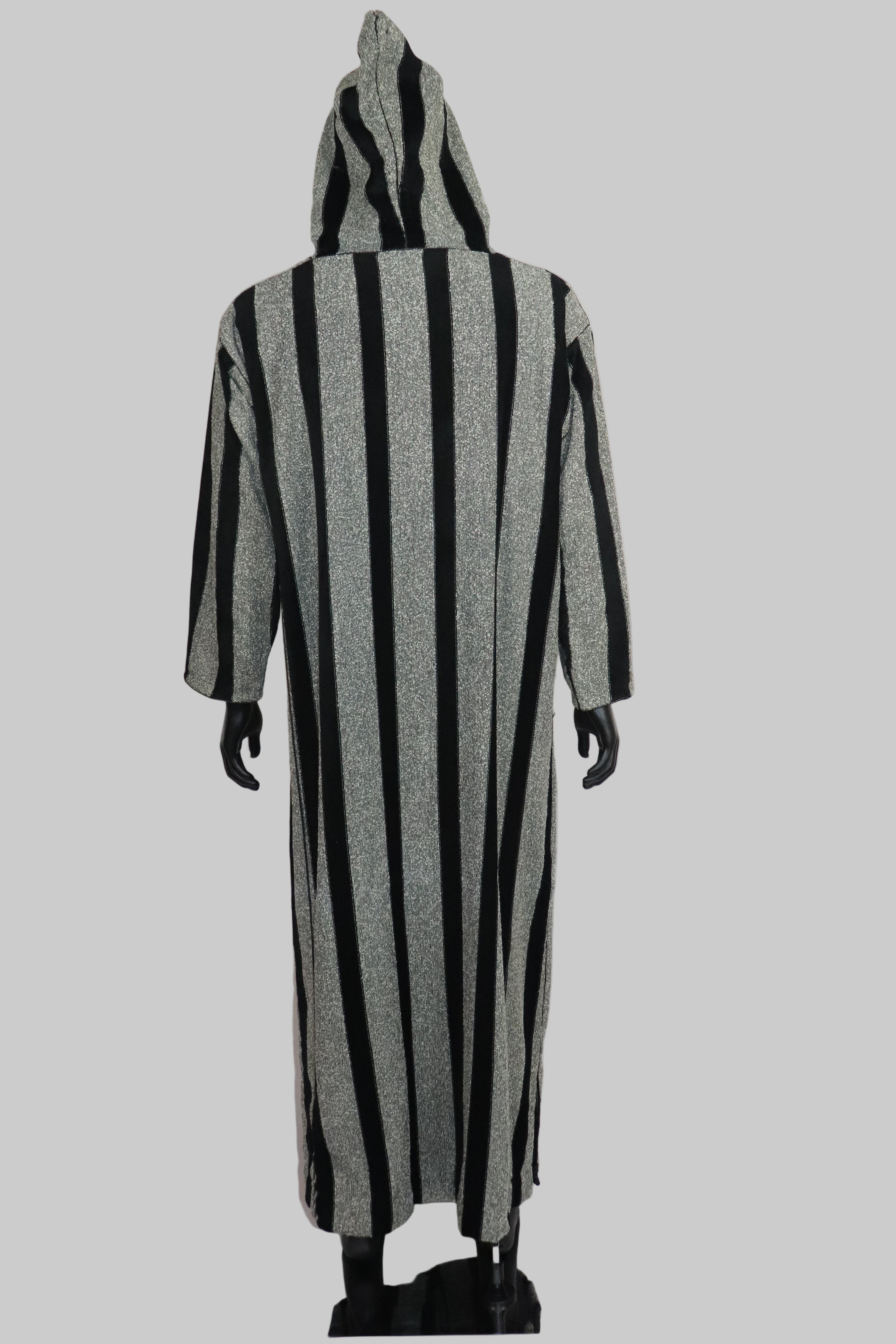 Moroccan black and gray stripe thobe