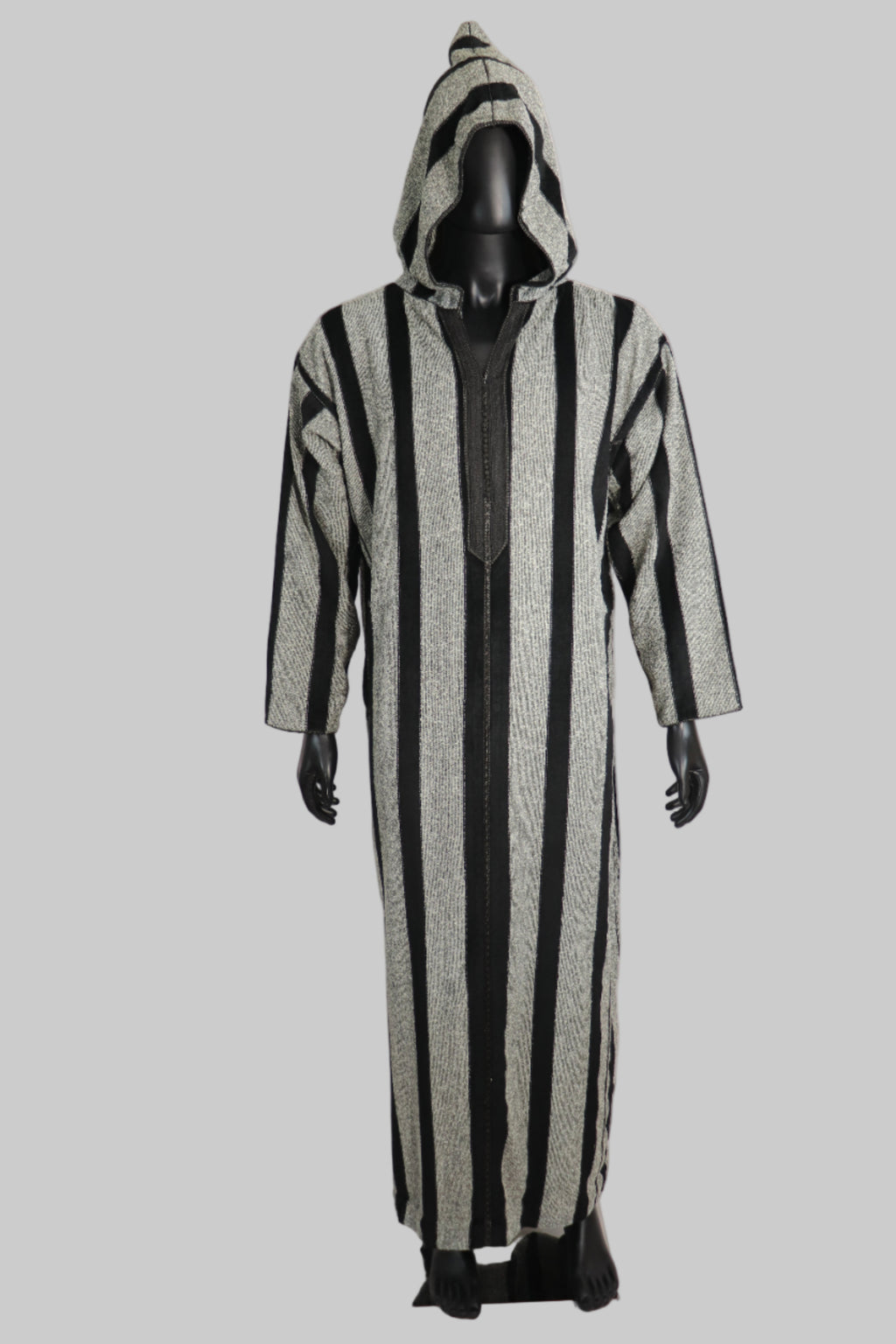 Moroccan black and gray stripe thobe