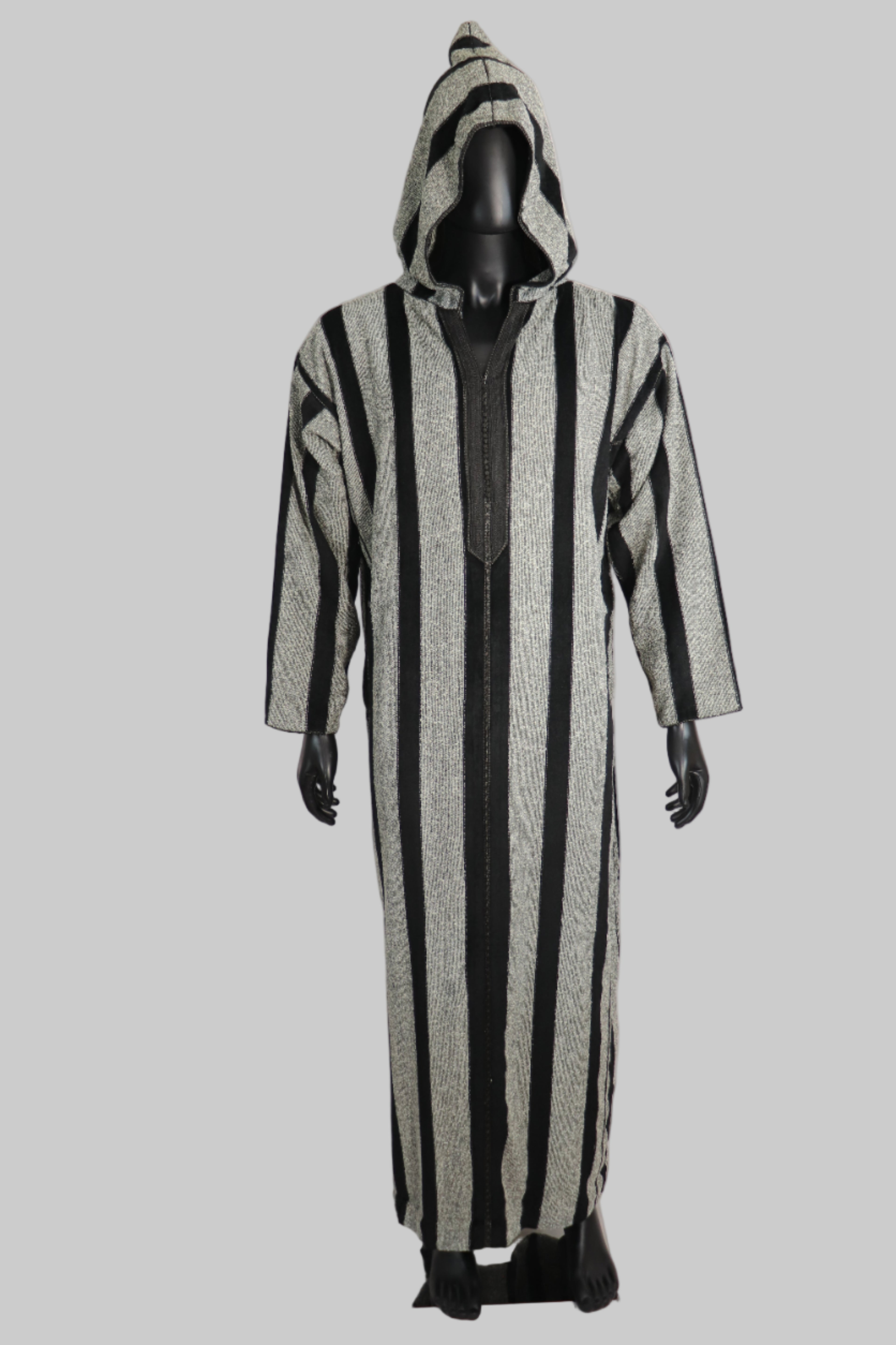 Moroccan black and gray stripe thobe