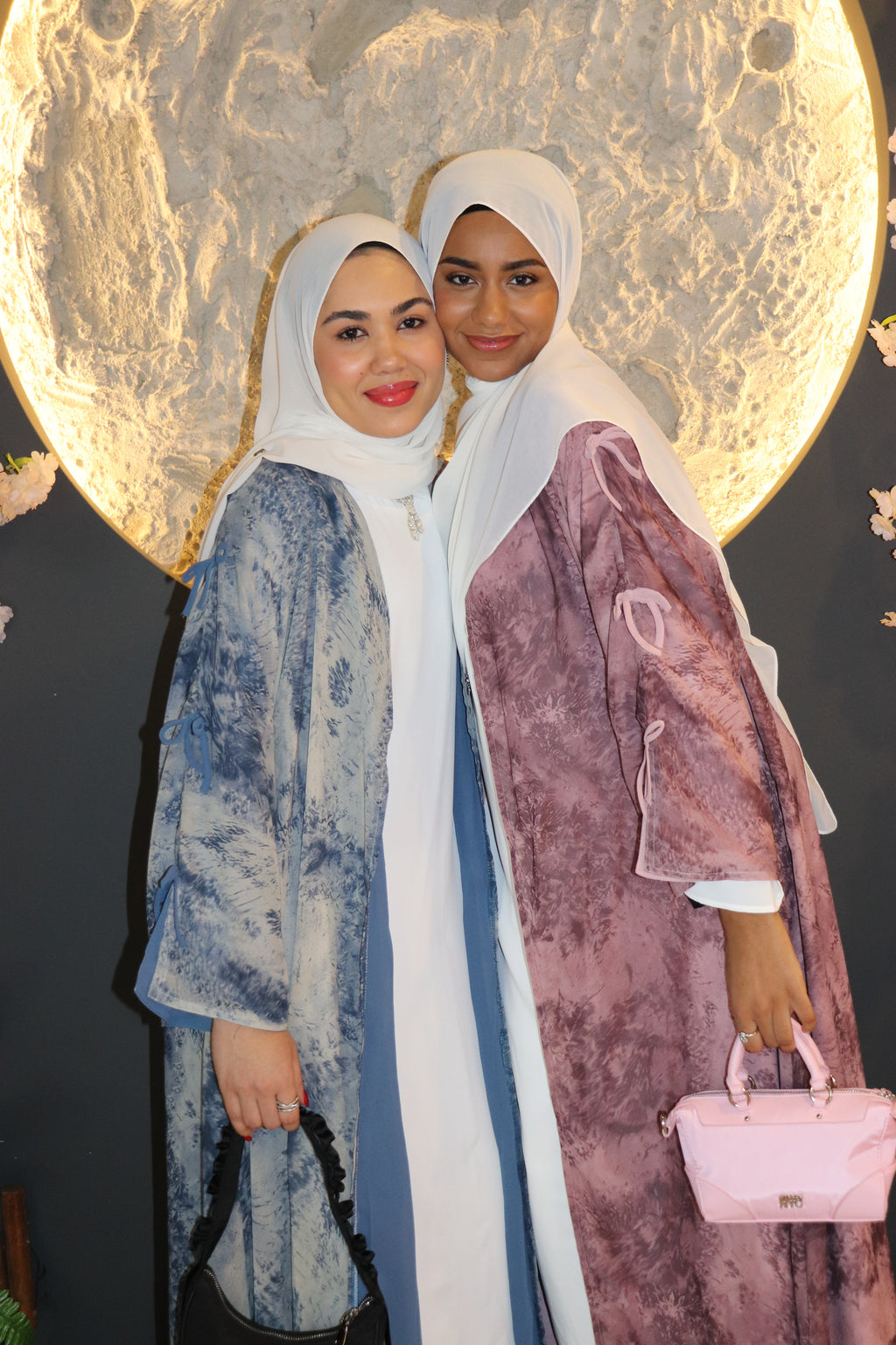 Abstract-Print Abaya with Bow-Tie Sleeve