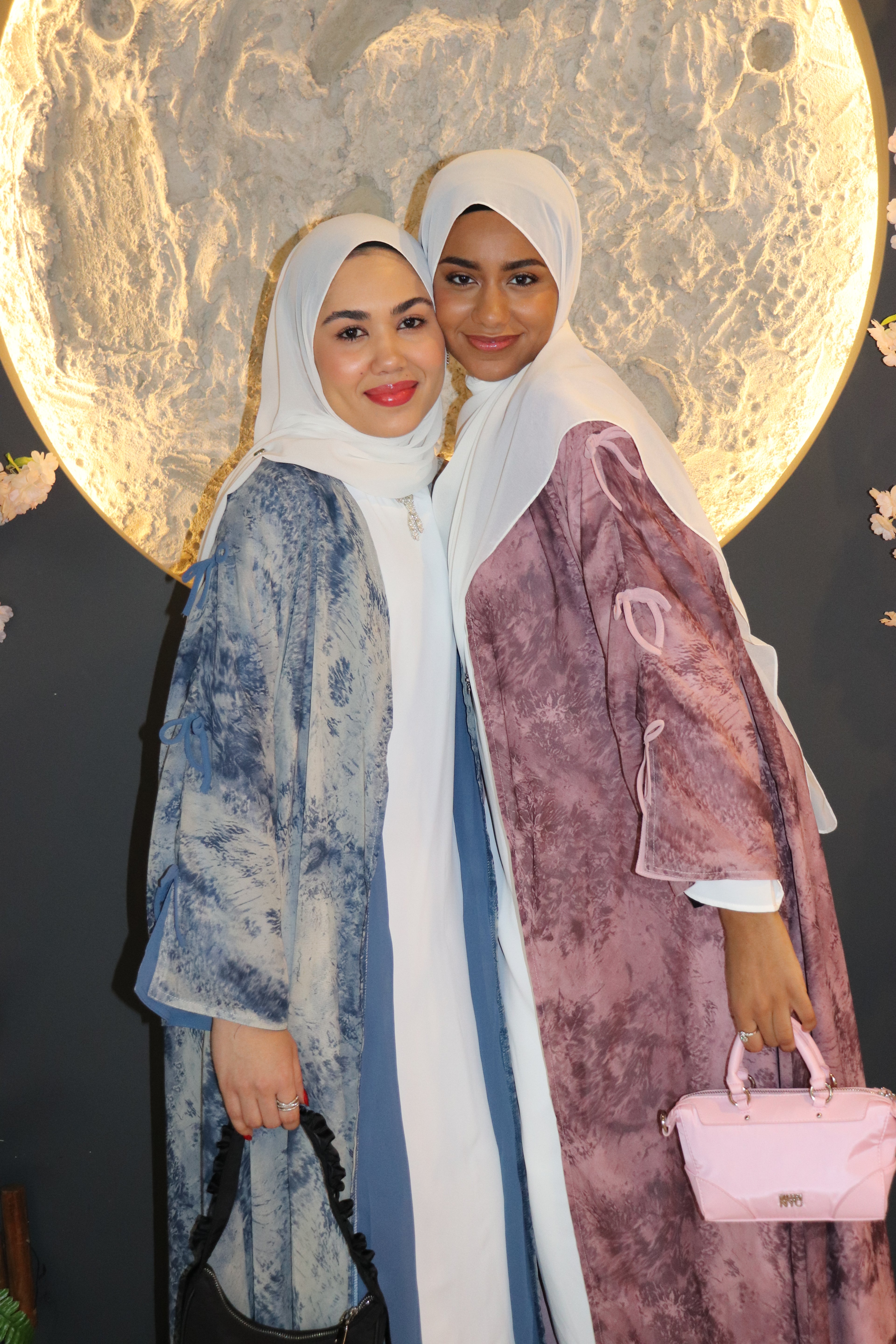 Abstract-Print Abaya with Bow-Tie Sleeve