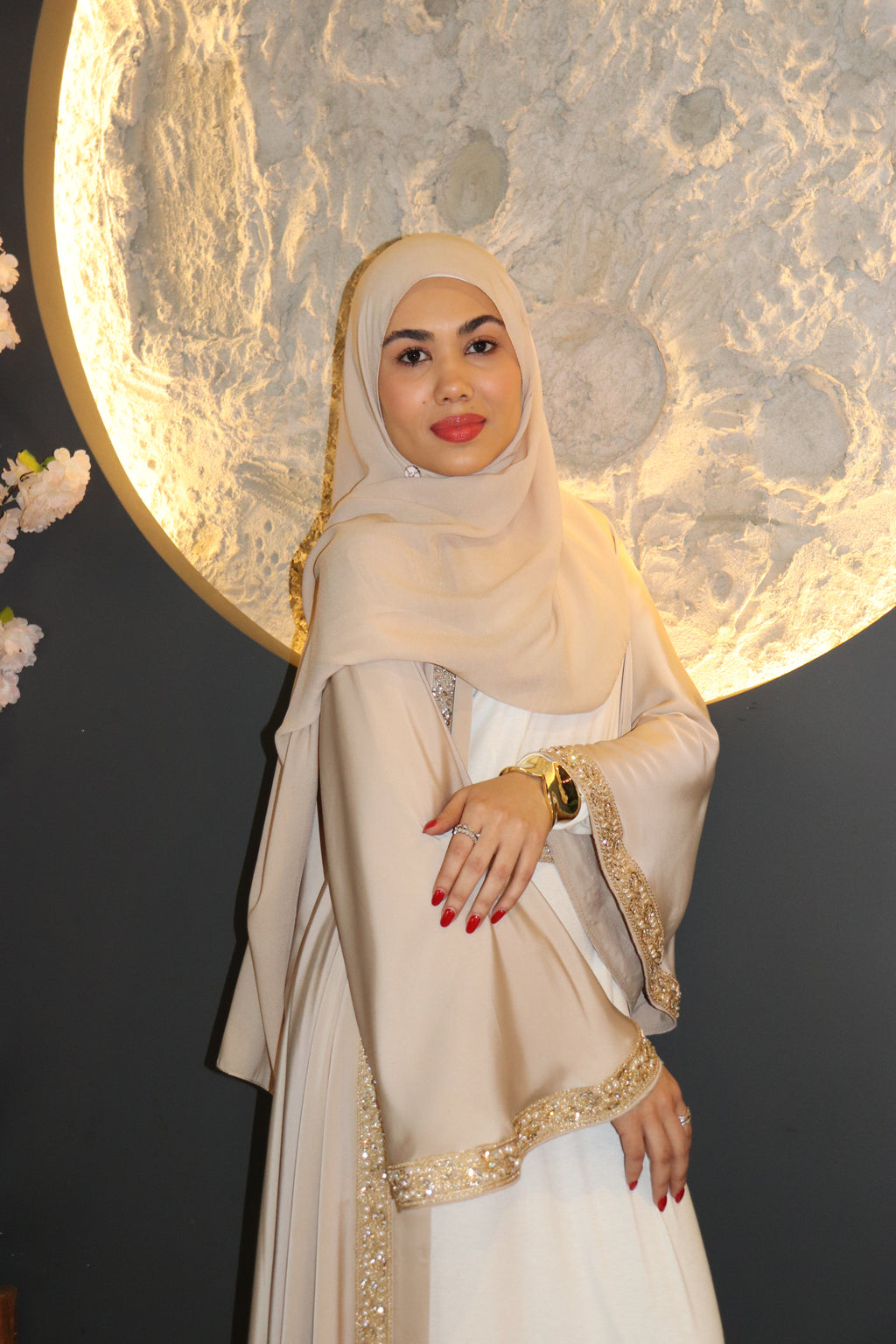 Elegant Silk-Satin Open Abaya set