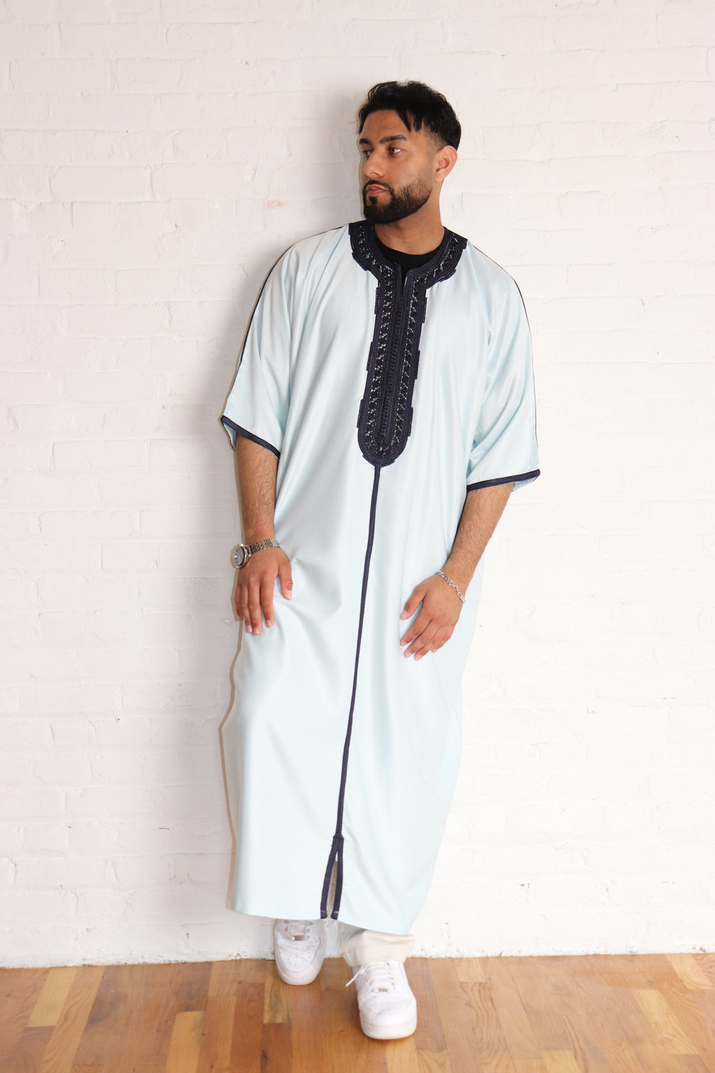 Traditional Double-Embroidered Gabardine Thobe