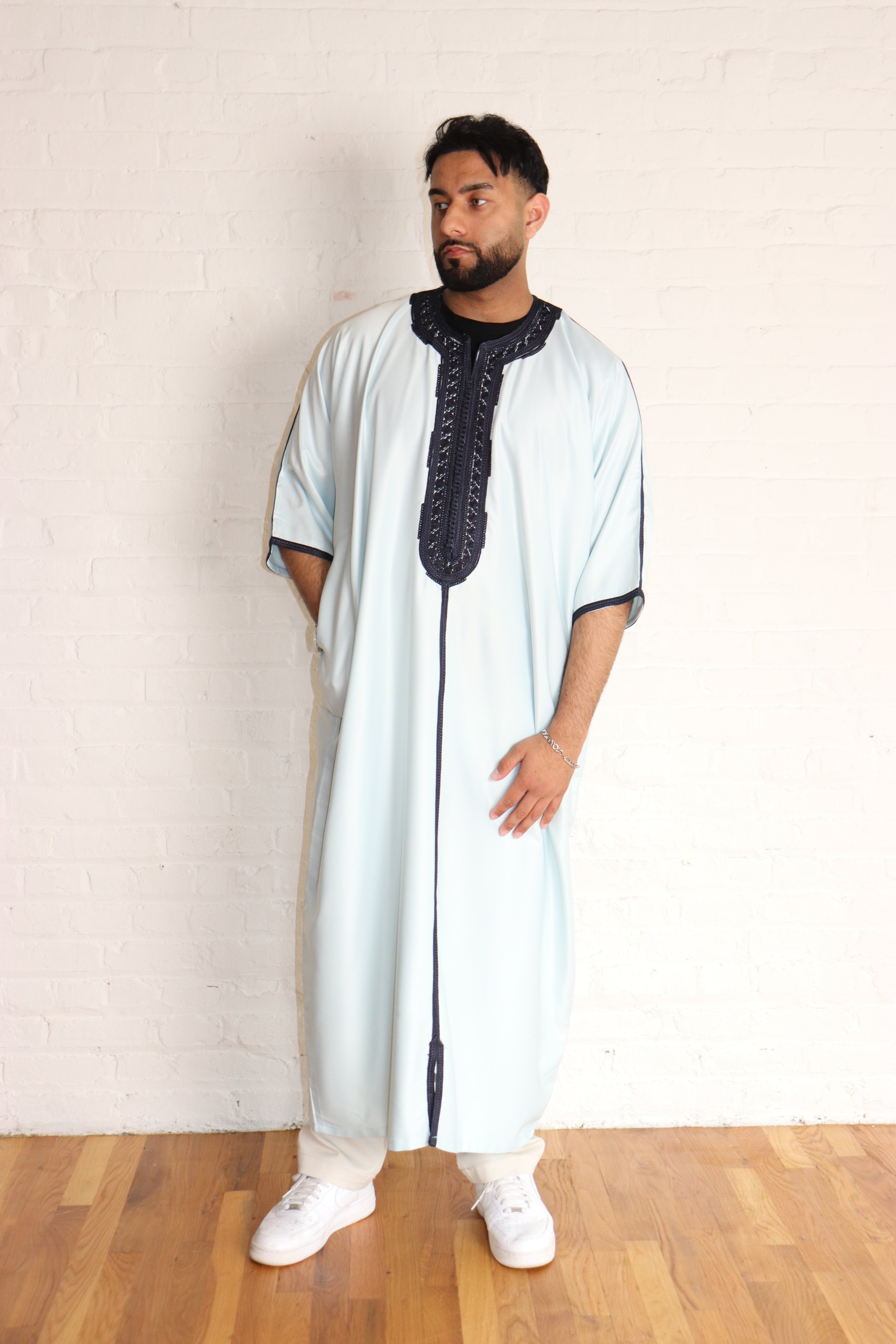 Traditional Double-Embroidered Gabardine Thobe