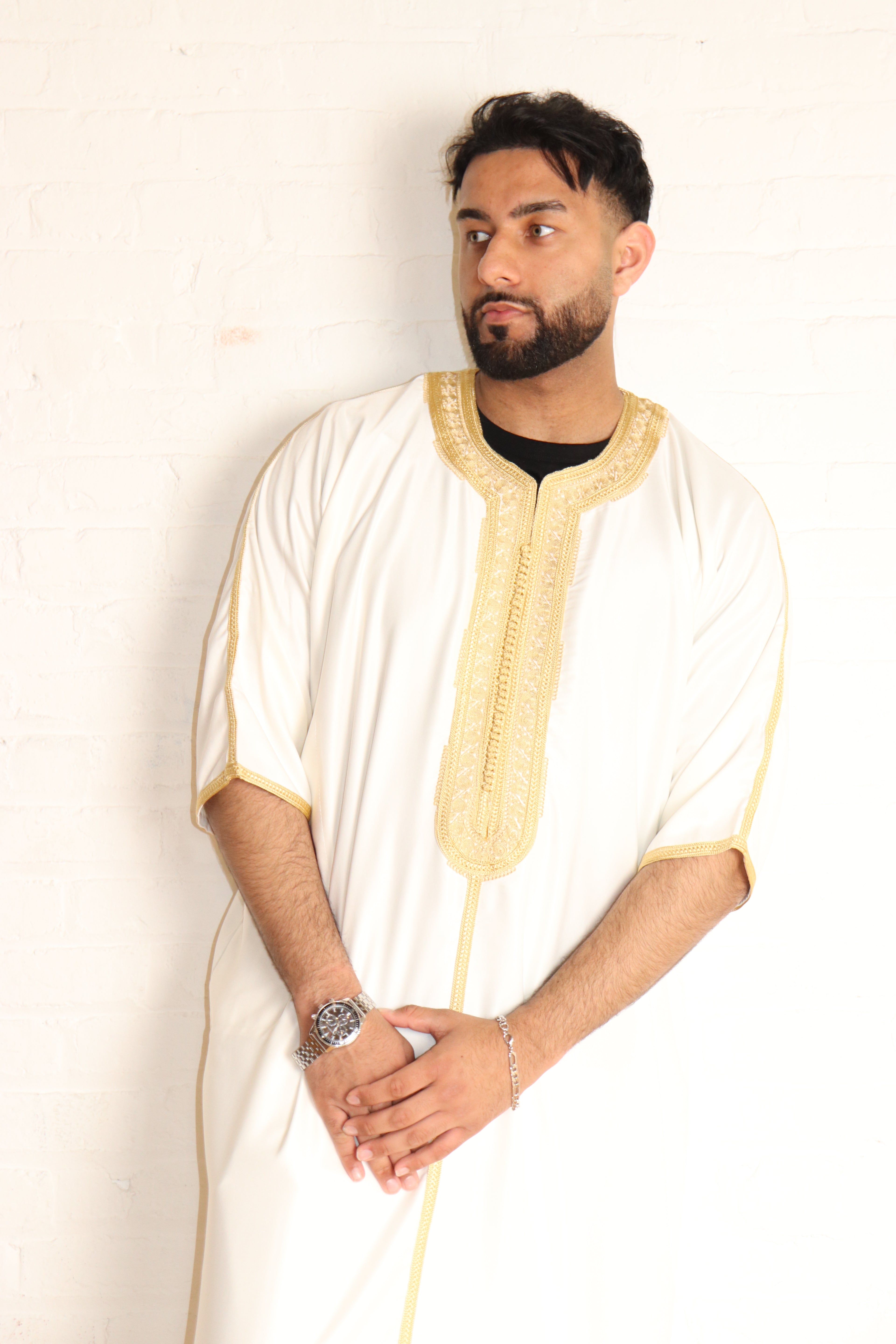Traditional Double-Embroidered Gabardine Thobe
