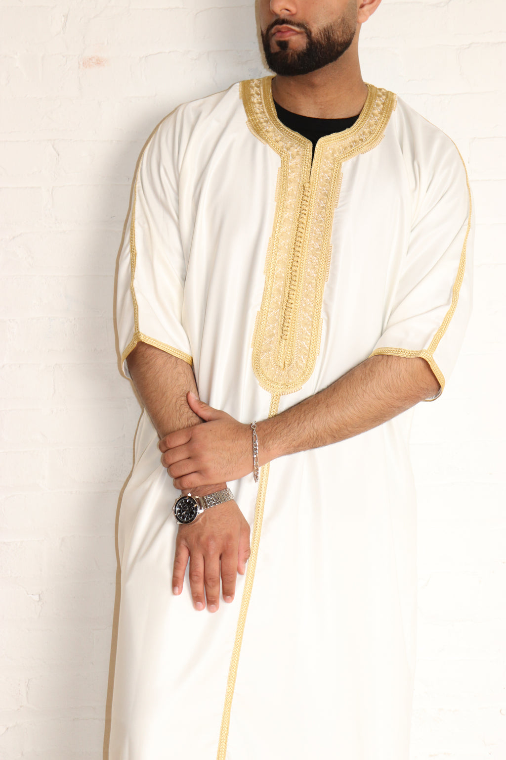 Traditional Double-Embroidered Gabardine Thobe