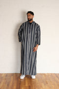 stripped summer thobe with hood