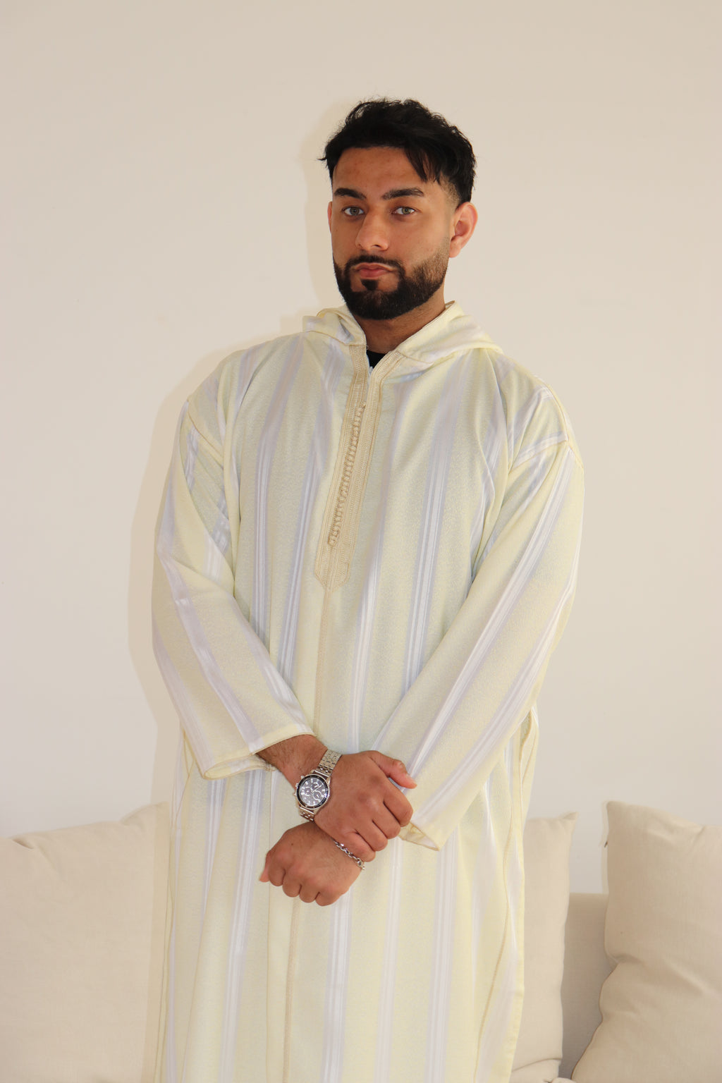 stripped summer thobe with hood
