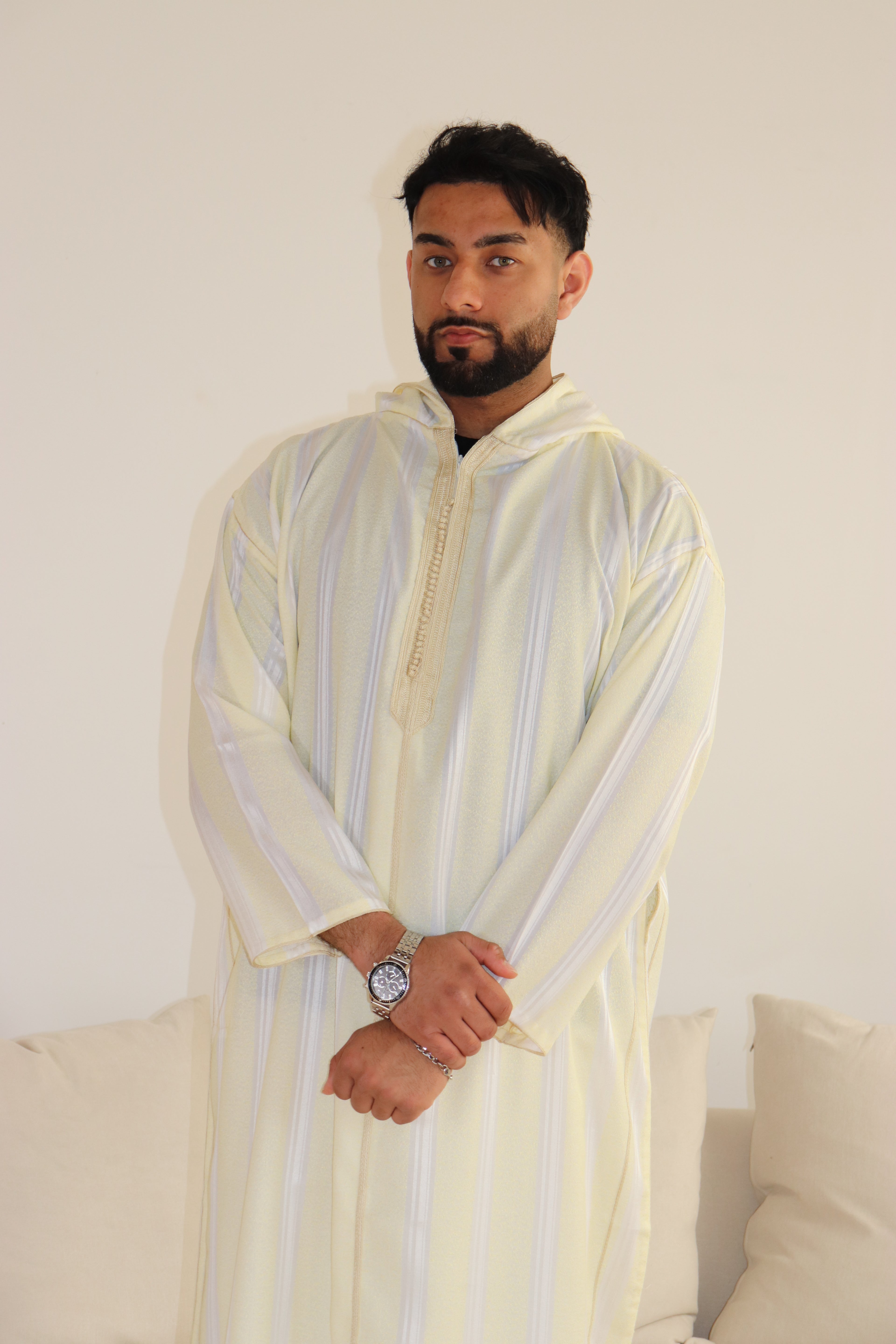 stripped summer thobe with hood
