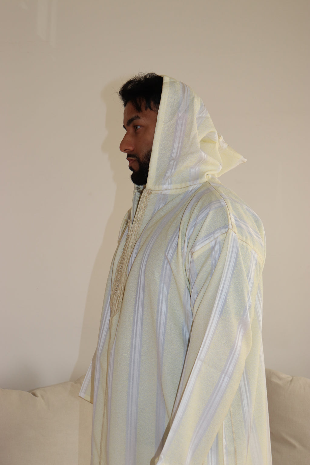 stripped summer thobe with hood