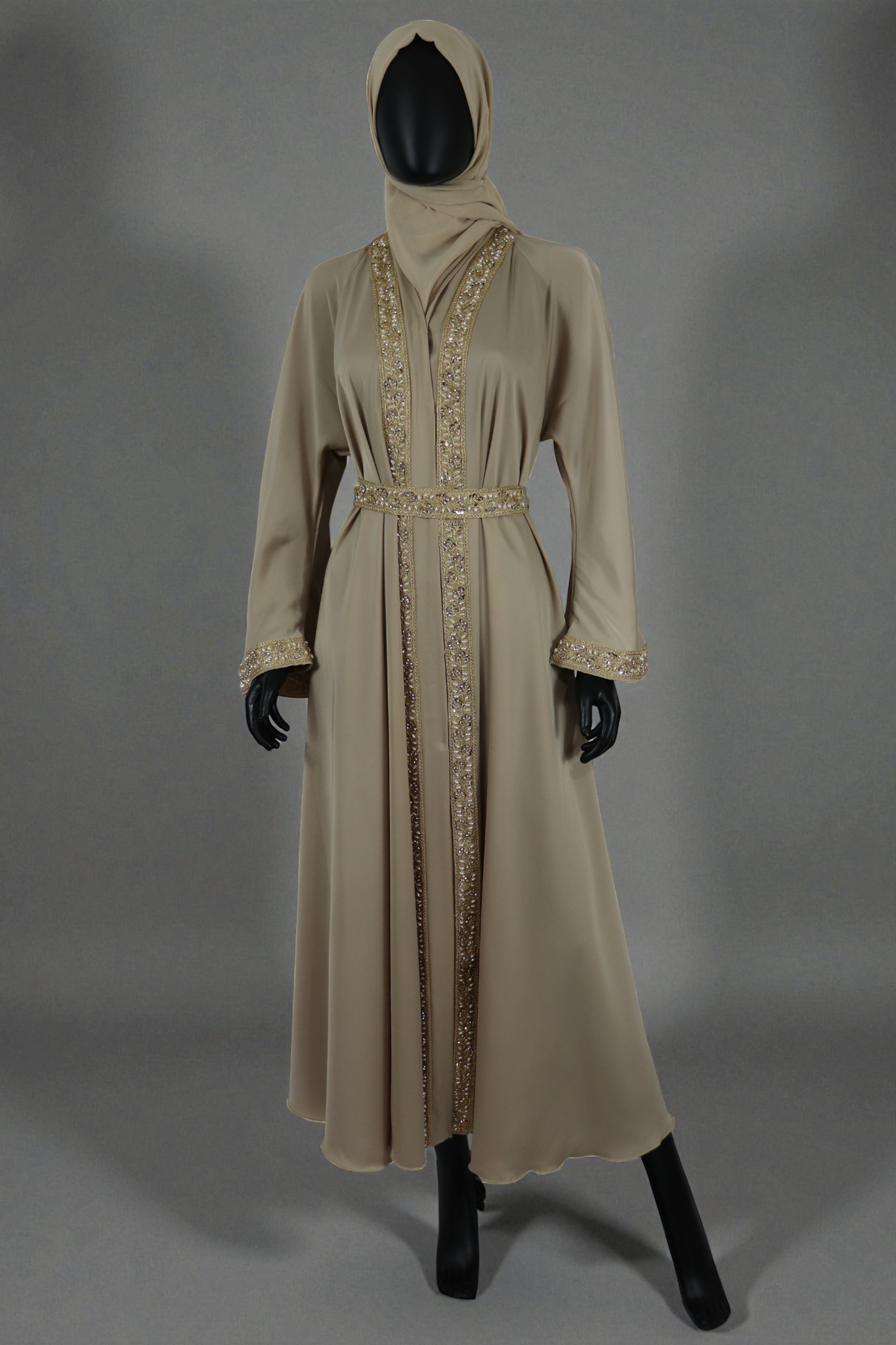 Elegant Silk-Satin Open Abaya set
