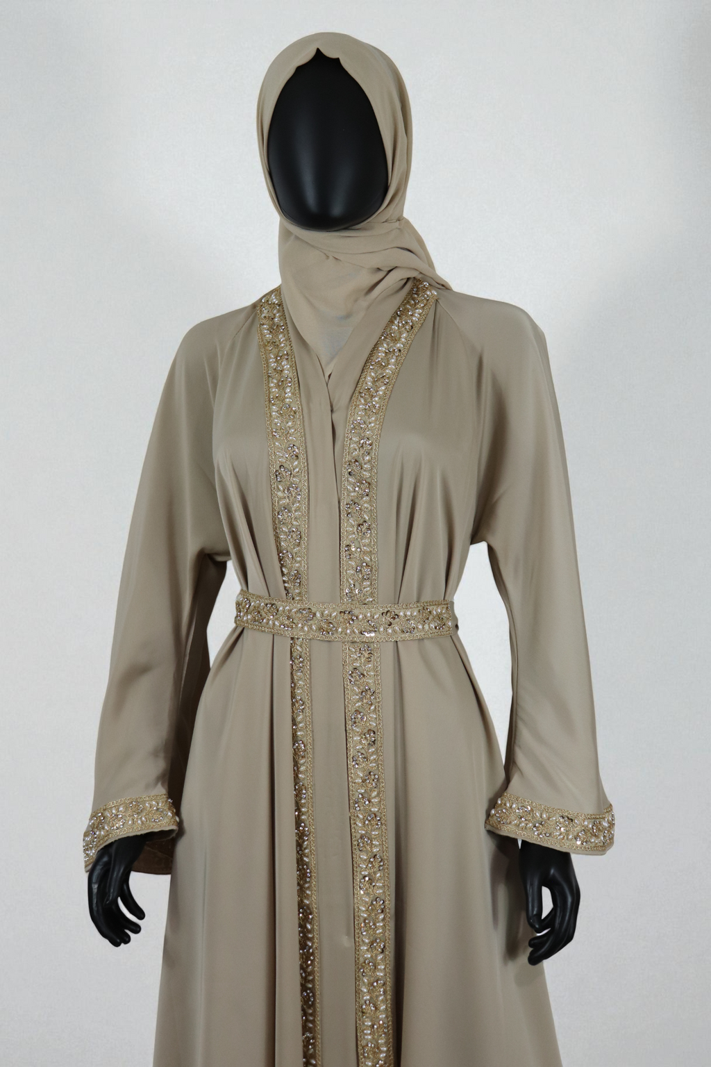 Elegant Silk-Satin Open Abaya set