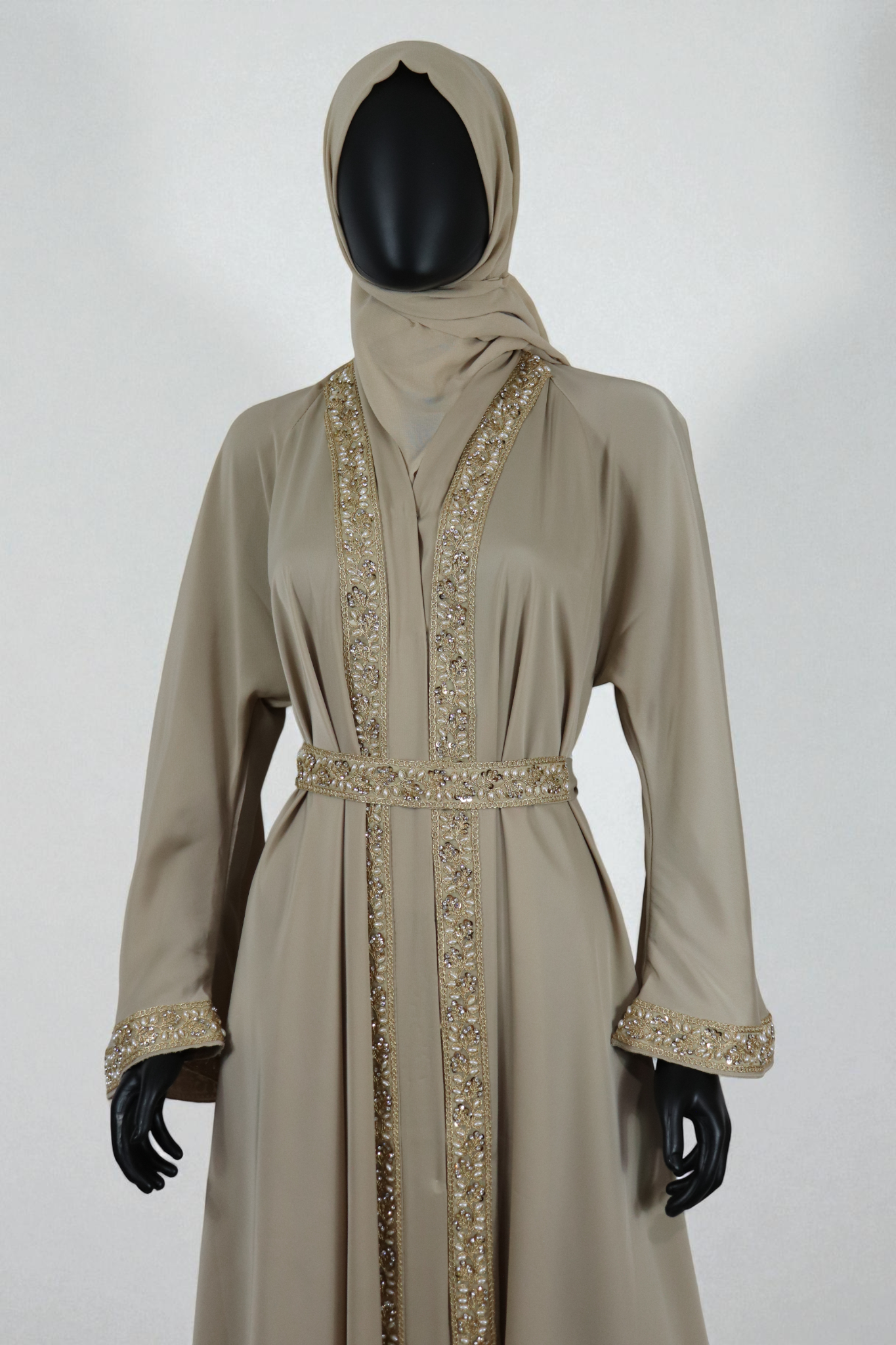 Elegant Silk-Satin Open Abaya set