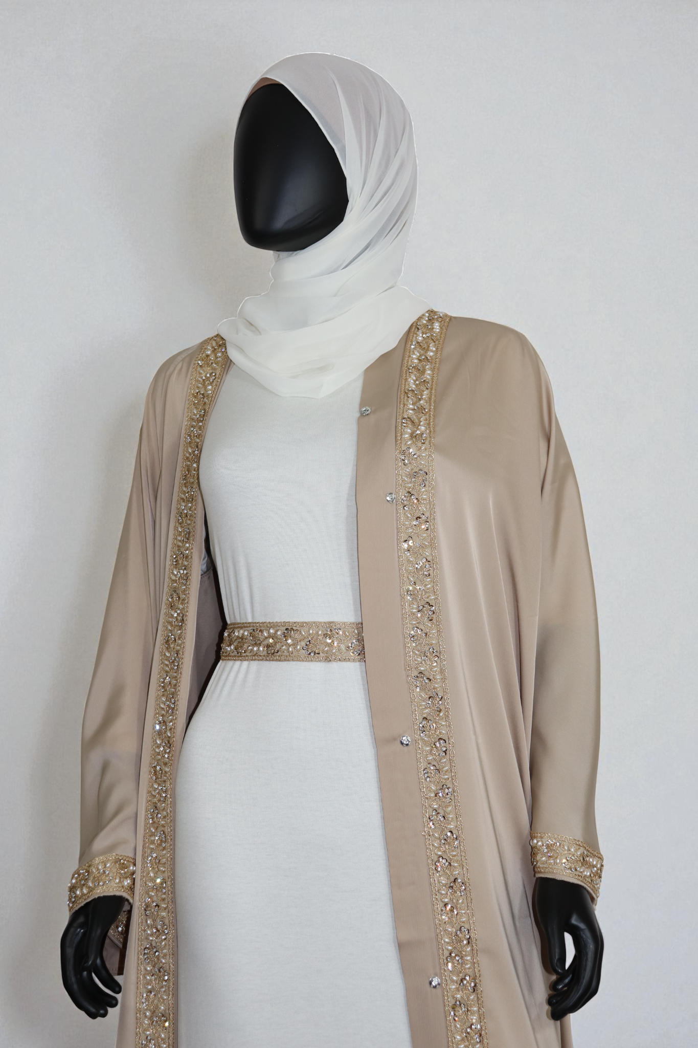 Elegant Silk-Satin Open Abaya set