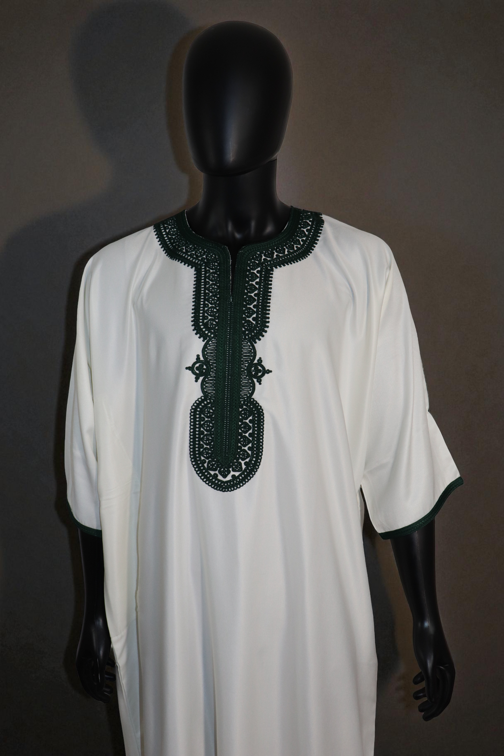 White Moroccan Thobe with embroidery 