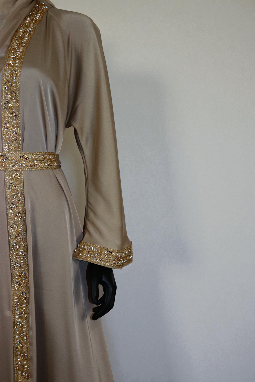 Elegant Silk-Satin Open Abaya set