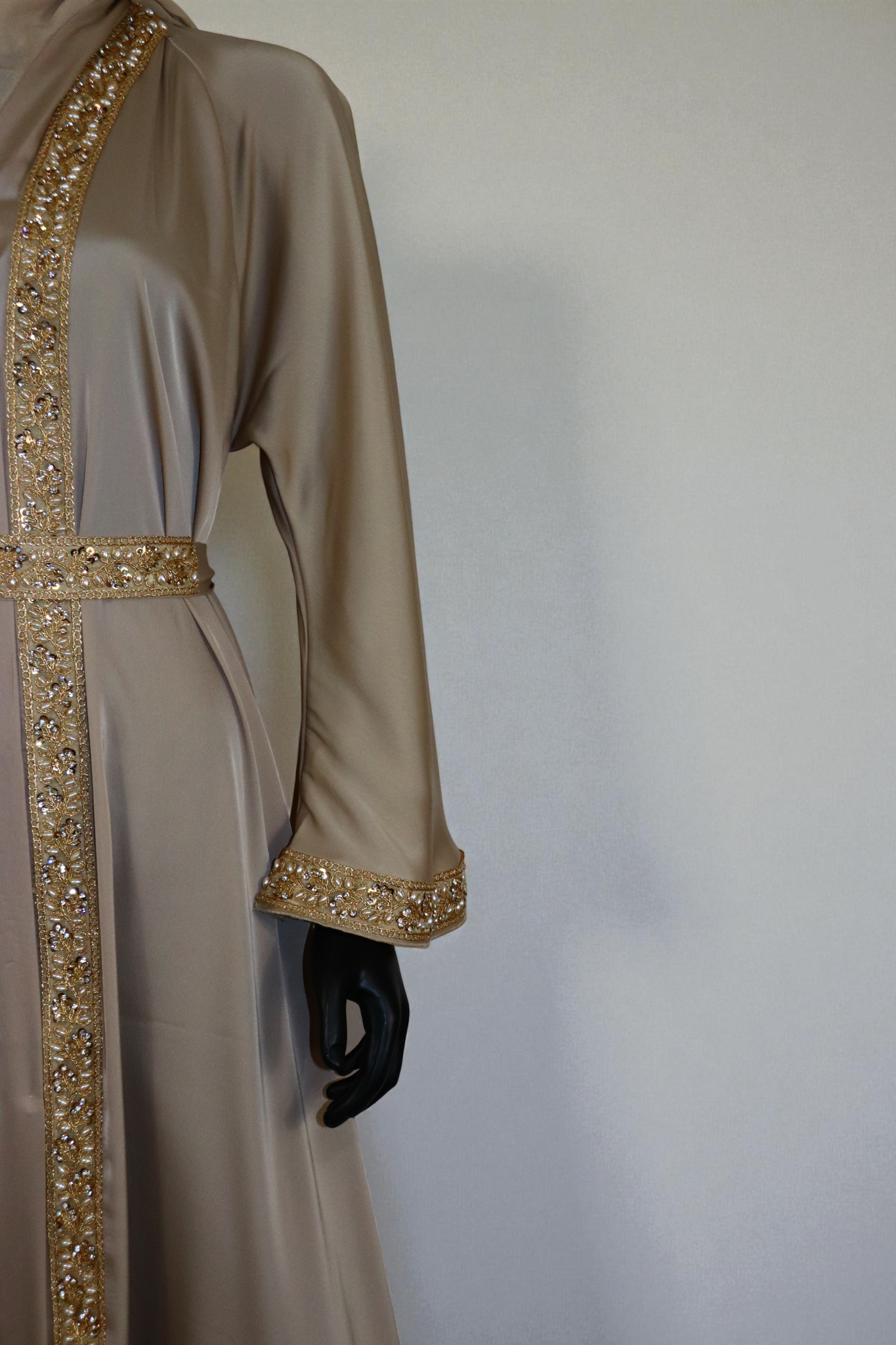 Elegant Silk-Satin Open Abaya set