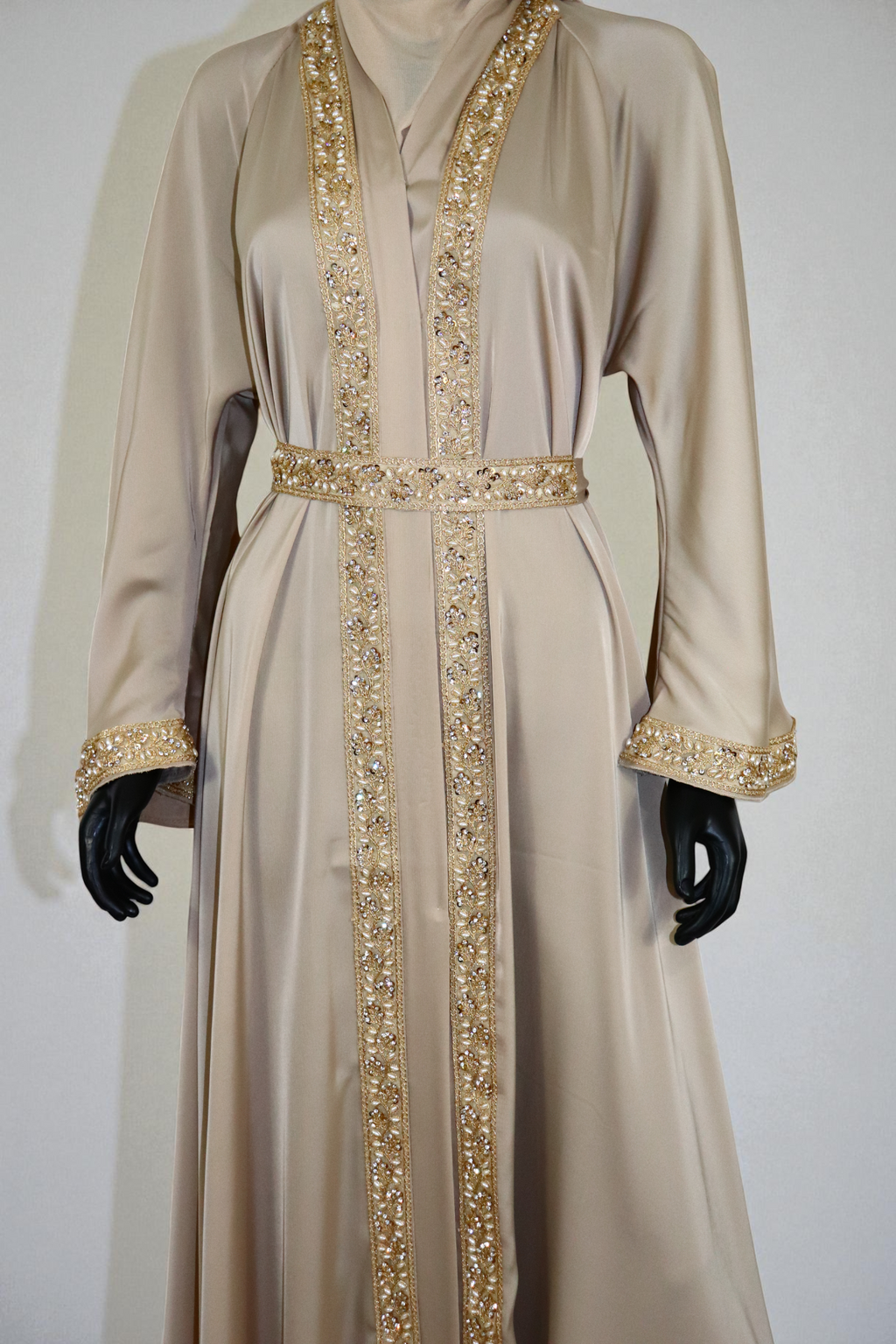 Elegant Silk-Satin Open Abaya set